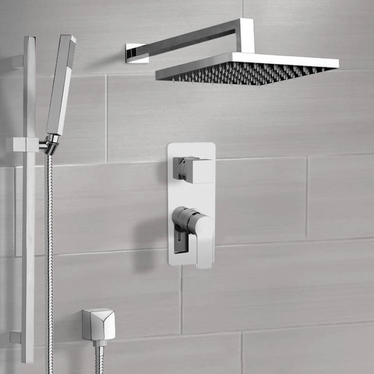 Remer SFR98-8 Chrome Shower Set With 8 Inch Rain Shower Head and Hand Shower